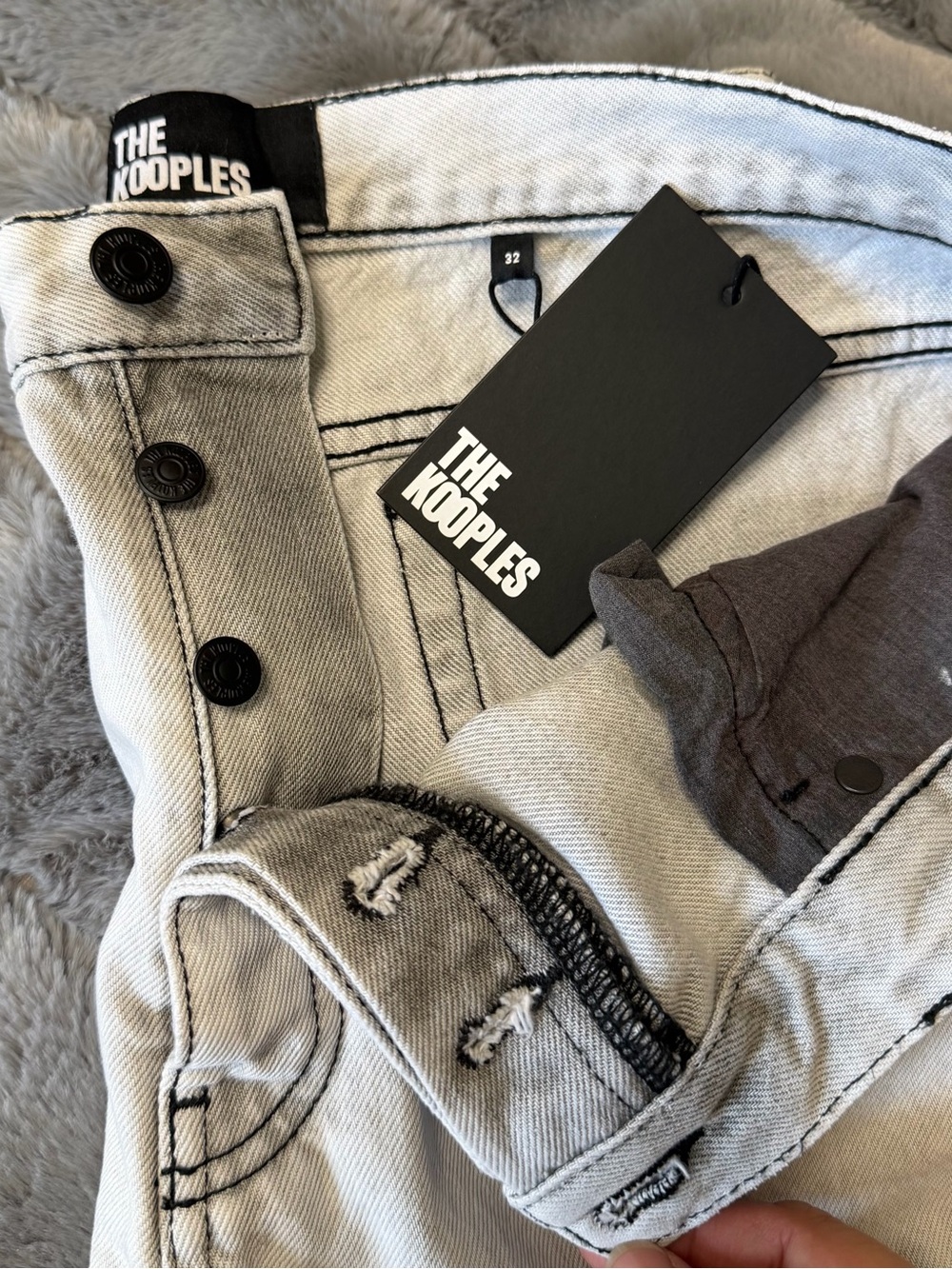 The Kooples Bleached Black Jeans with Black Contrast Stitching